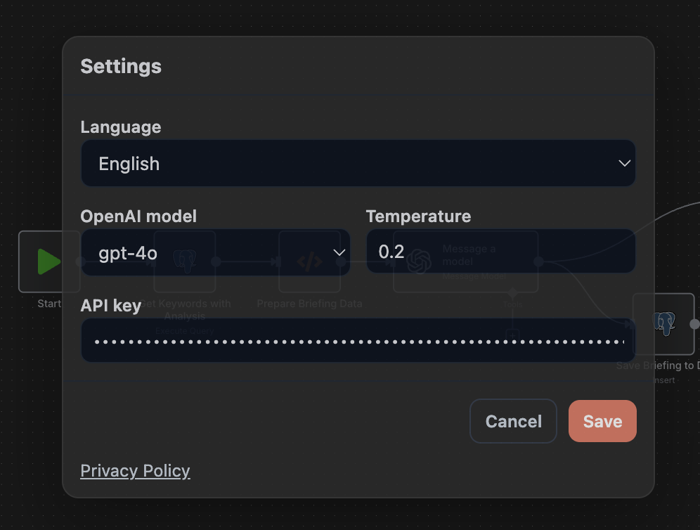 Configure settings
